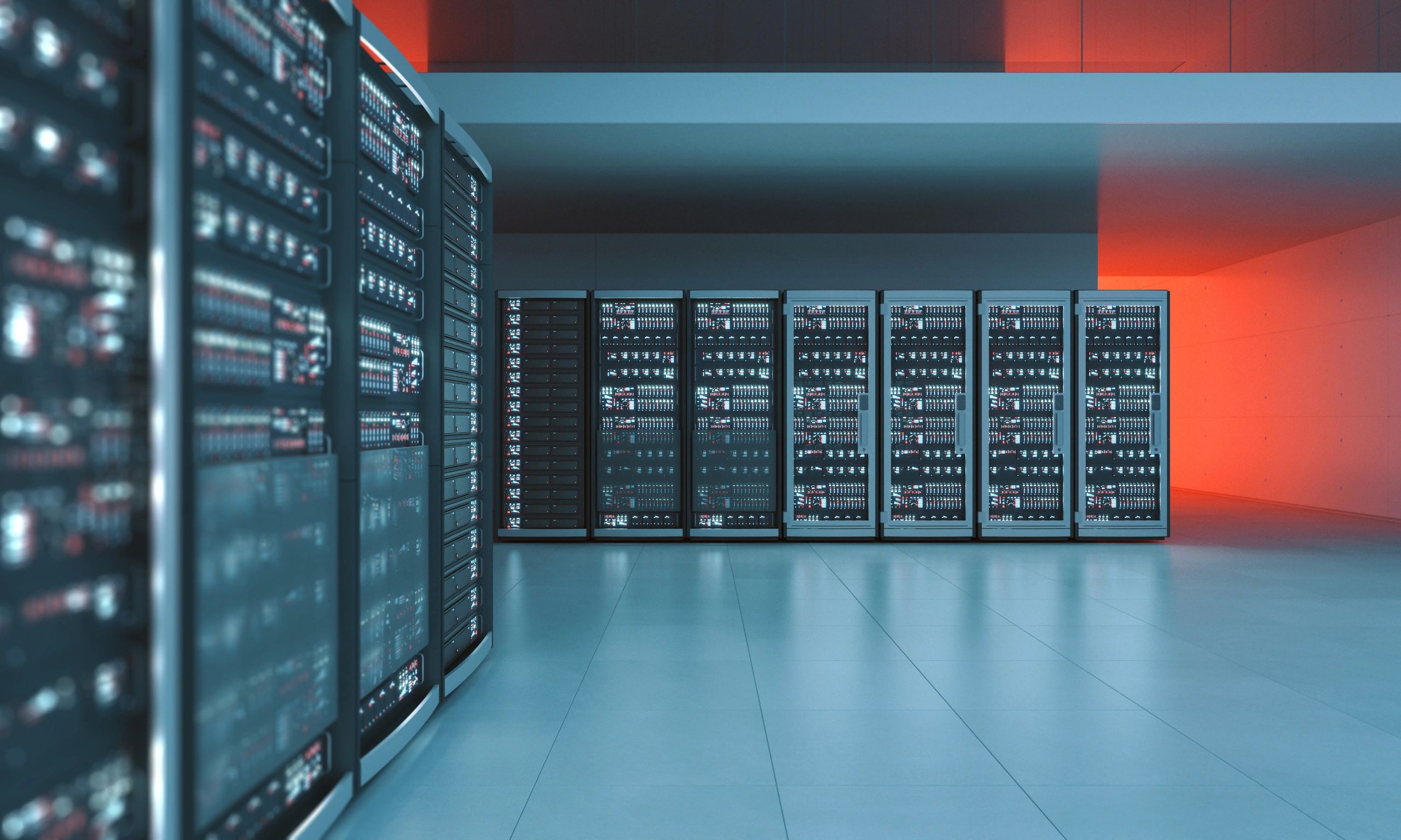 Modern data center server racks